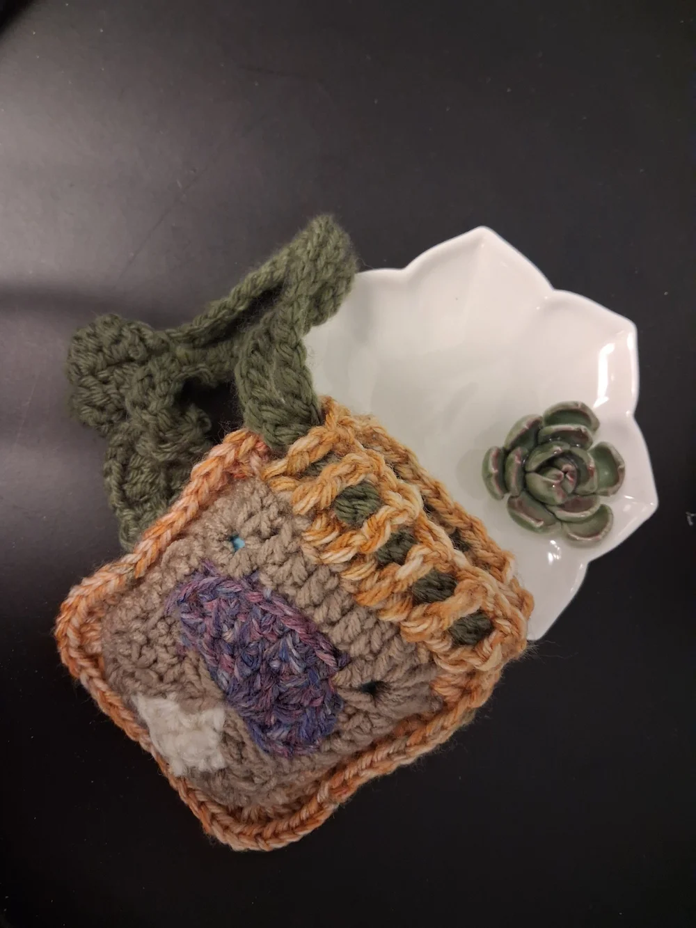 Crochet Mushroom Drawstring Pouch | Mini Earbud Bag | Handmade Cottagecore
